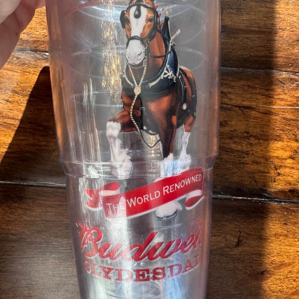 Budweiser Clydesdale Clear and Red Tumbler - Picture 5 of 7
